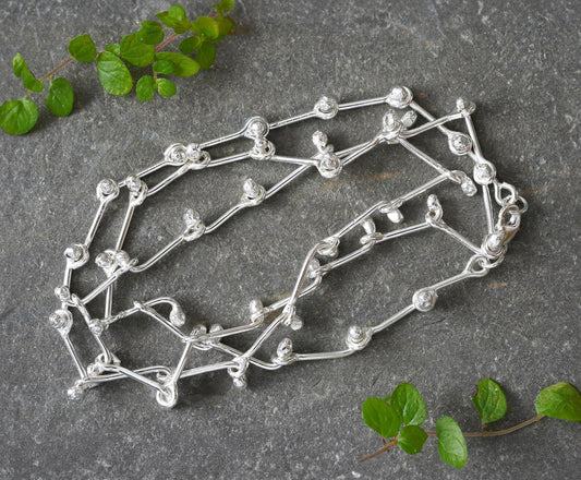 Head Pin Link Necklace in Sterling Silver, Handmade Chain Necklace