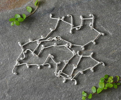 Head Pin Link Necklace in Sterling Silver, Handmade Chain Necklace