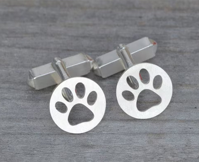 Paw Print Cufflinks in Sterling Silver