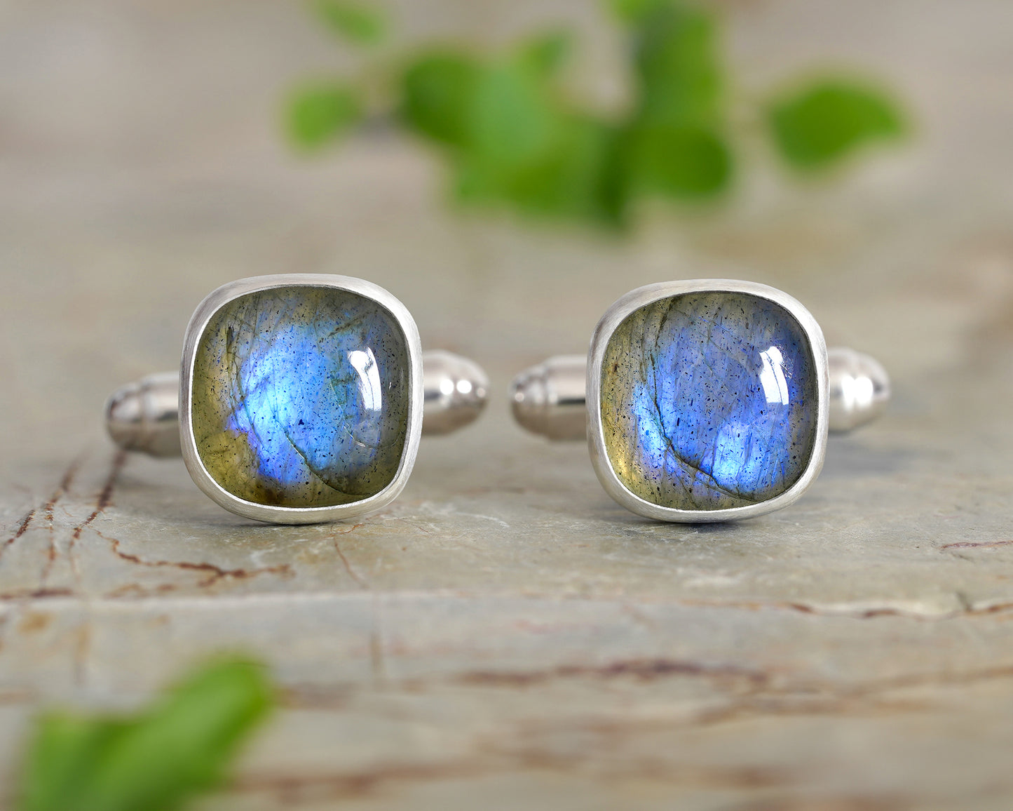 8ct Labradorite Cufflinks in Solid Sterling Silver