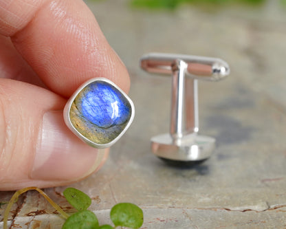 8ct Labradorite Cufflinks in Solid Sterling Silver