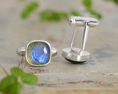 8ct Labradorite Cufflinks in Solid Sterling Silver