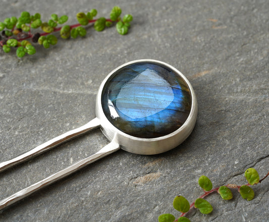 16.9ct Labradorite Hairpin in Solid Sterling Silver