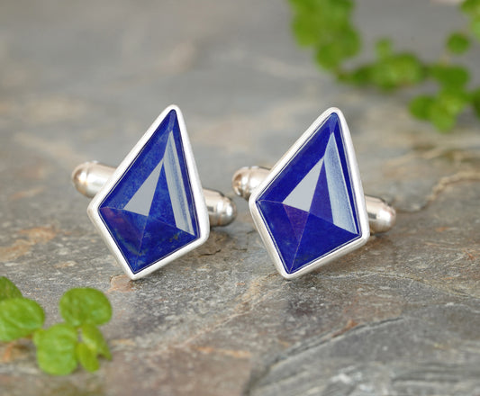 Lapis Lazuli Cufflinks in Solid Sterling Silver