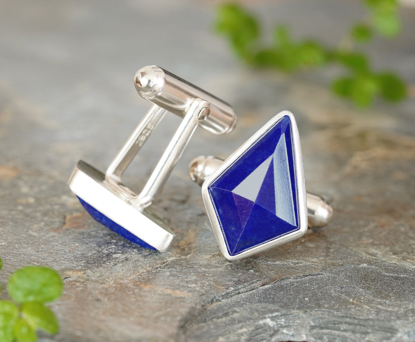 Lapis Lazuli Cufflinks in Solid Sterling Silver