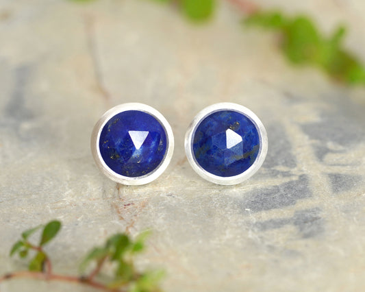 Small Lapis Lazuli Stud Earring in Sterling Silver
