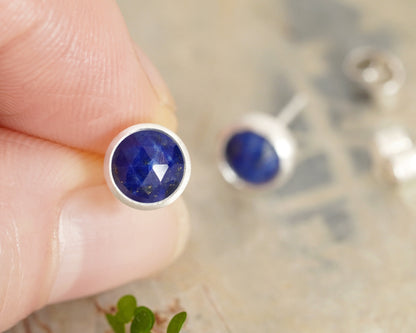 Small Lapis Lazuli Stud Earring in Sterling Silver