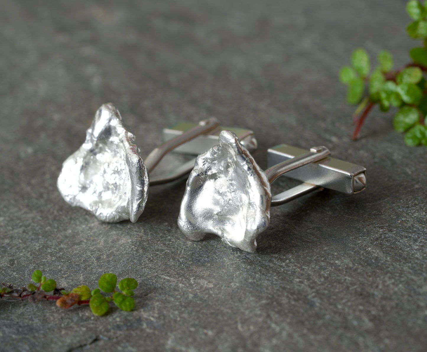 Molten Silver Cufflinks, One Of A Kind Silver Cufflinks