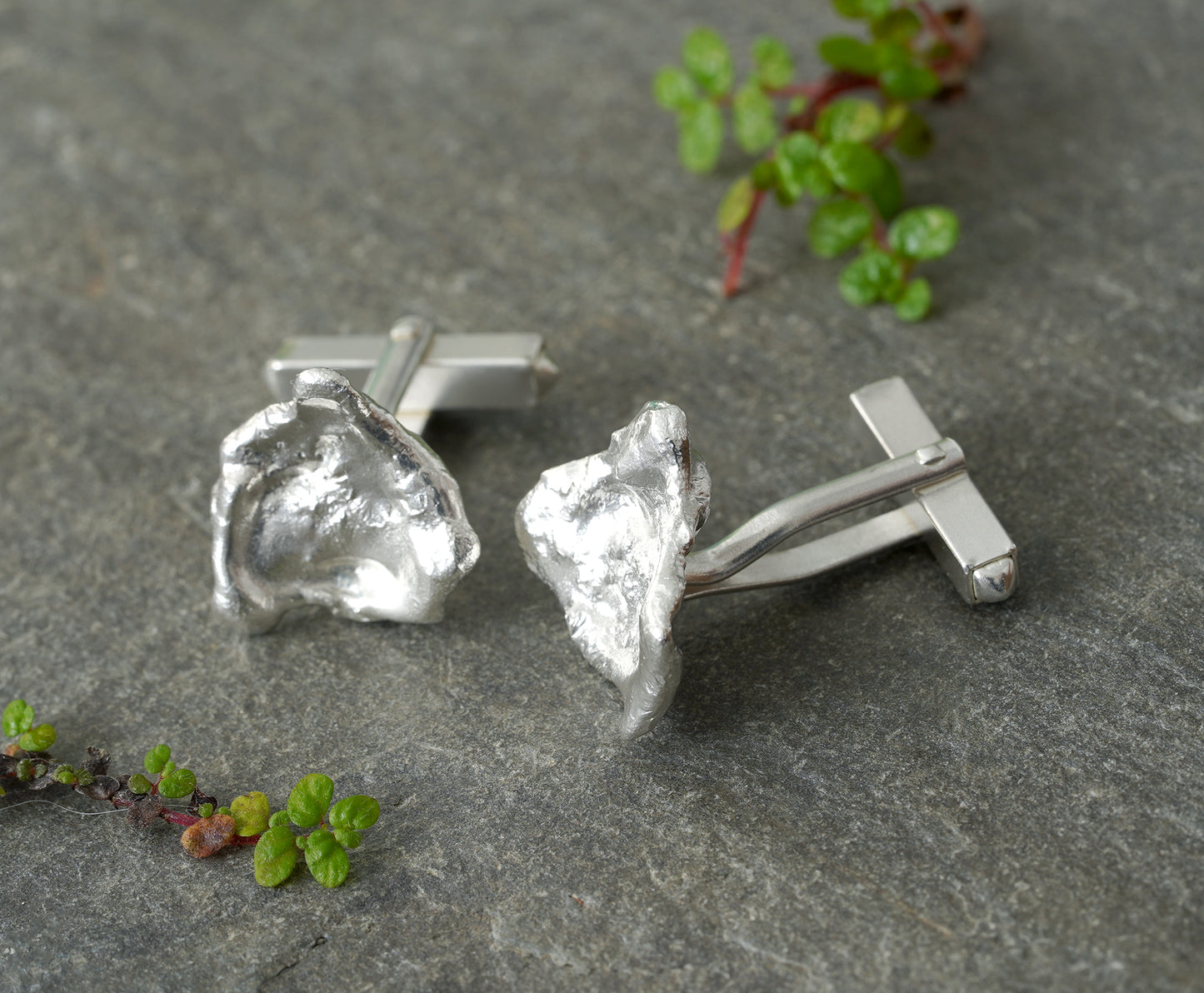 Molten Silver Cufflinks, One Of A Kind Silver Cufflinks