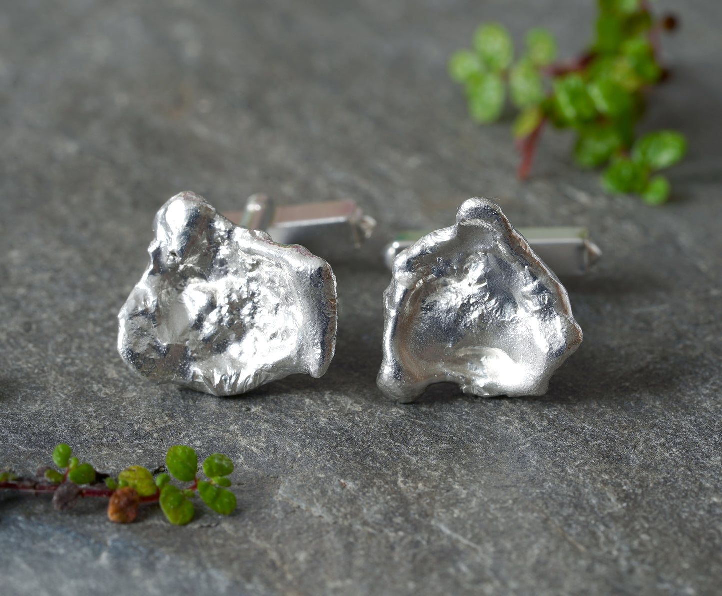 Molten Silver Cufflinks, One Of A Kind Silver Cufflinks