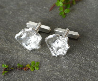 Molten Silver Cufflinks in Sterling Silver