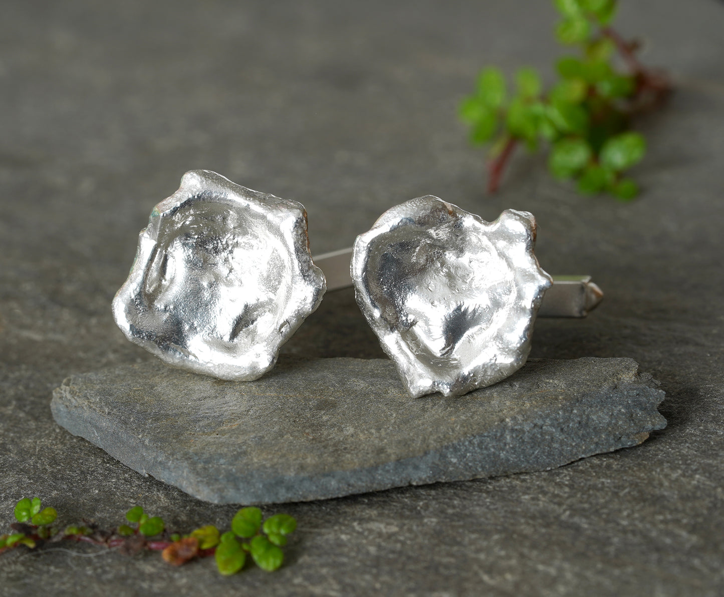 Molten Silver Cufflinks in Sterling Silver