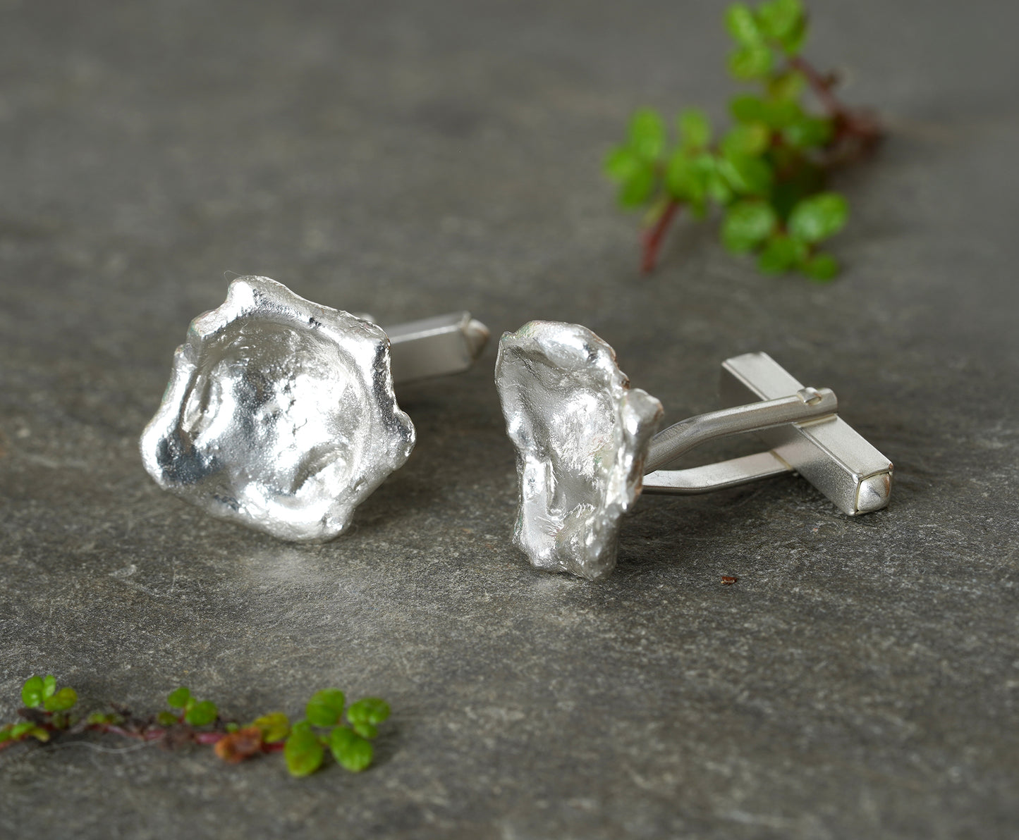 Molten Silver Cufflinks in Sterling Silver