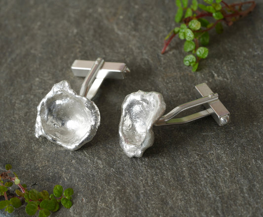 Unique Molten Silver Cufflinks for Him