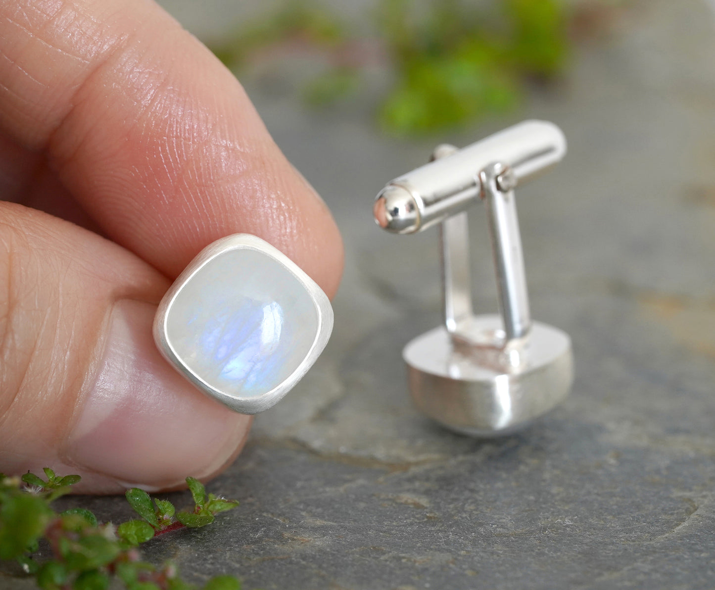 Moonstone Cufflinks in Sterling Silver