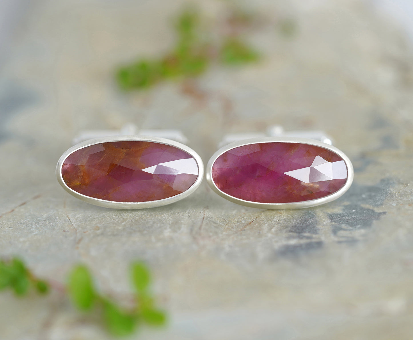 11ct Ruby Cufflinks in Sterling Silver