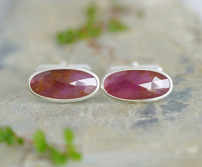 11ct Ruby Cufflinks in Sterling Silver