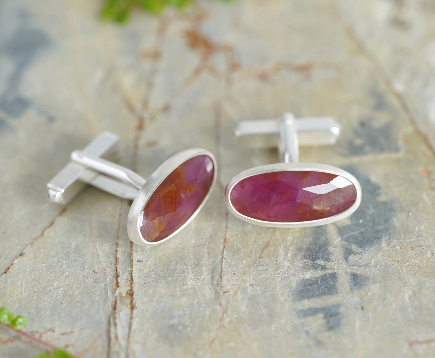 11ct Ruby Cufflinks in Sterling Silver