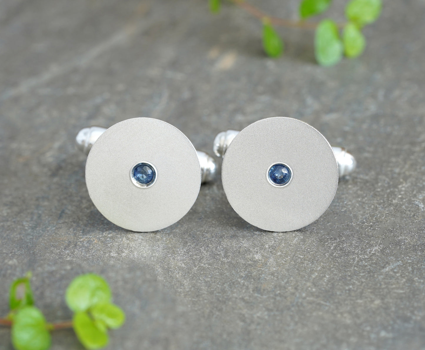 Classic Sapphire Cufflinks in Sterling Silver