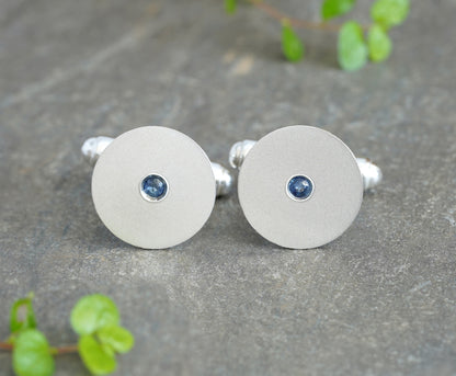 Classic Sapphire Cufflinks in Sterling Silver
