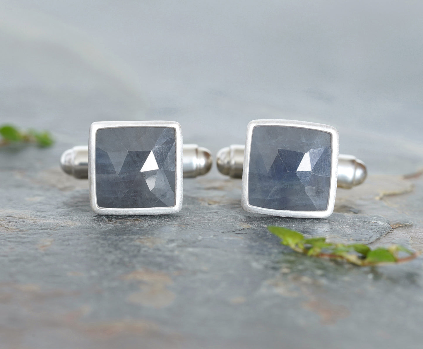 7.5ct Sapphire Cufflinks in Sterling Silver