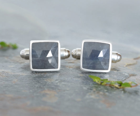 7.5ct Sapphire Cufflinks in Sterling Silver