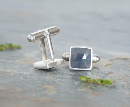 7.5ct Sapphire Cufflinks in Sterling Silver