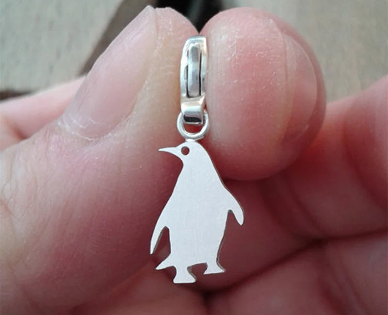 Penguin Charm in Sterling Silver, Silver Penguin Charm