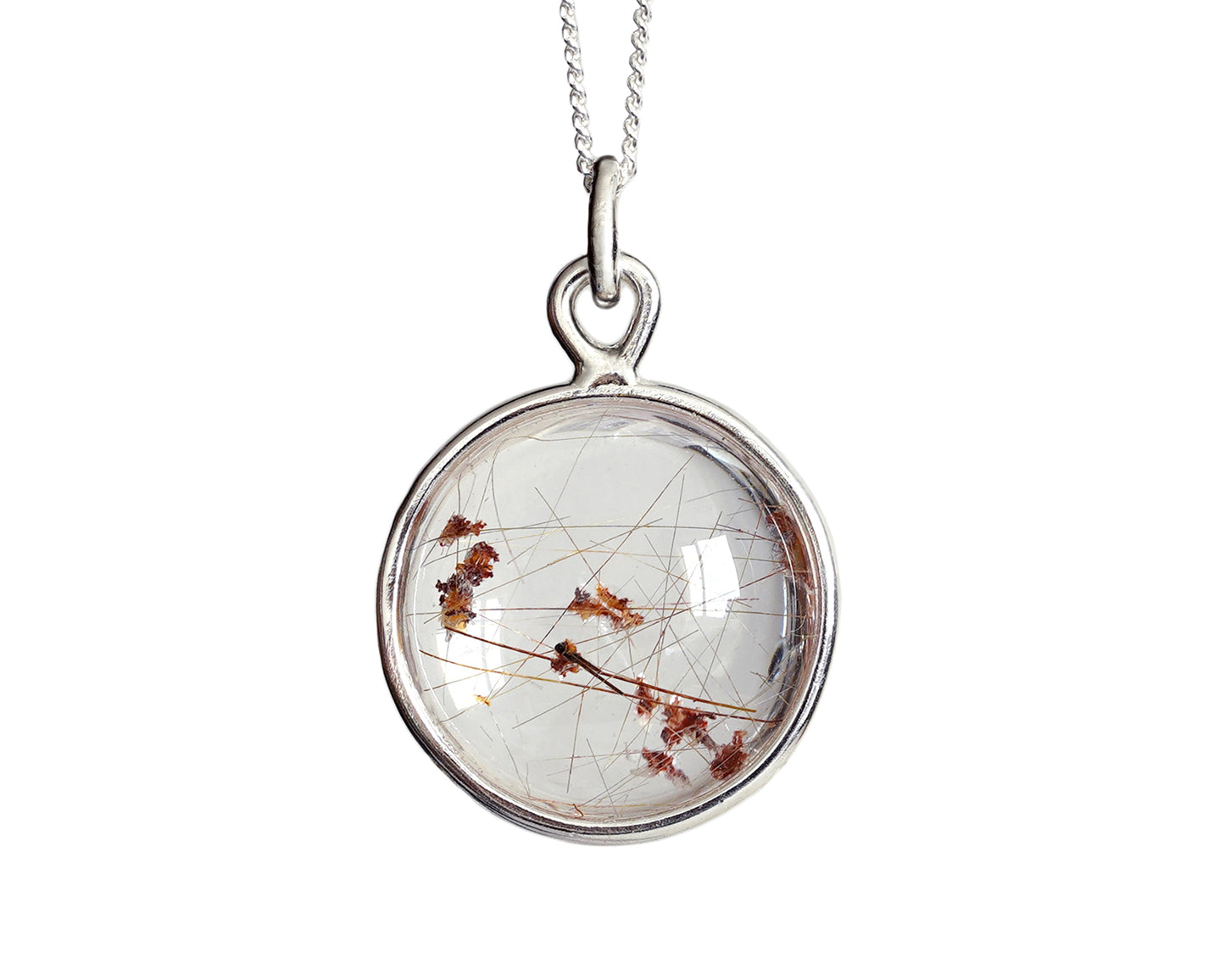 7.5ct Rutilated Quartz Necklace in Sterling Silver