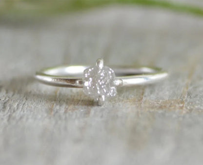 Raw Diamond Cube Engagement Ring