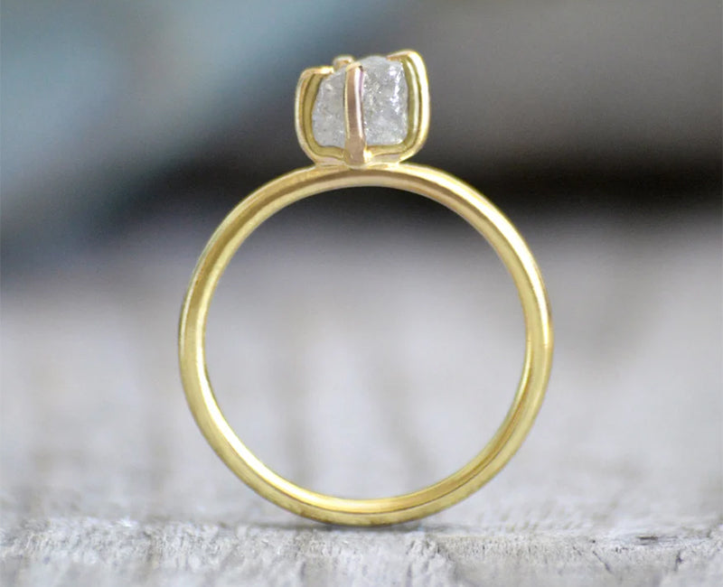 Raw Diamond Cube Engagement Ring