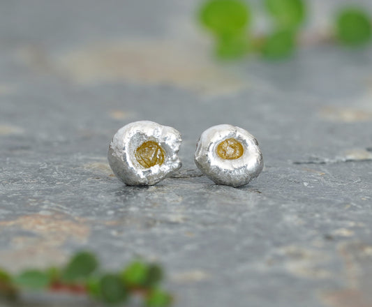 Rough Diamond Stud Earrings in Oganic Shapes