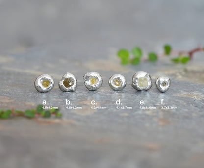 Raw Diamond Stud Earrings, Diamond Ear Posts, April Birthstone Earring Studs