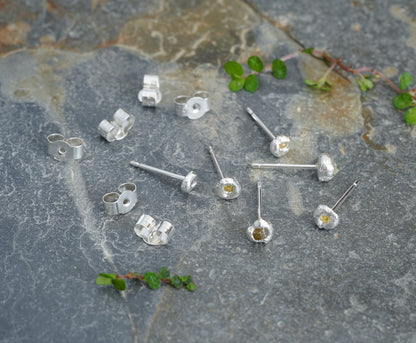 Raw Diamond Stud Earrings, Diamond Ear Posts, April Birthstone Earring Studs