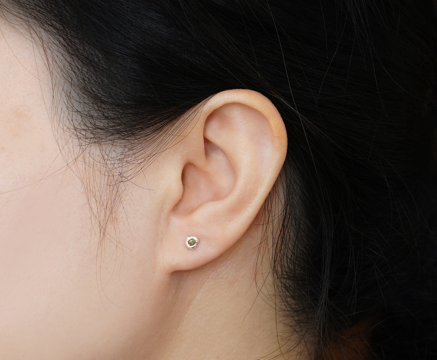 Raw Diamond Stud Earrings, Diamond Ear Posts, April Birthstone Earring Studs