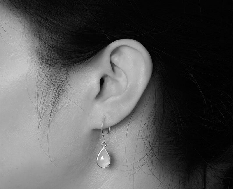 Rose Cut Aquamarine Dangle Earrings in Sterling Silver