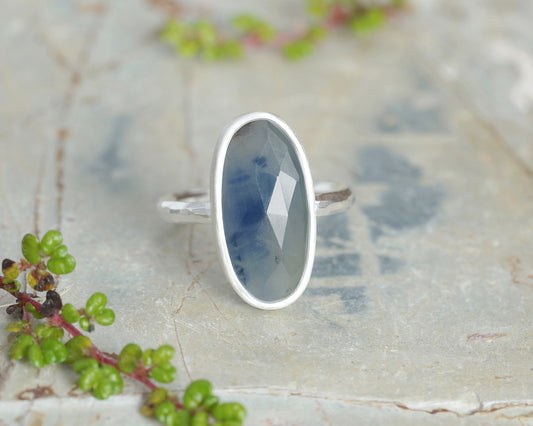 Oval Sapphire Ring in Sterling Silver