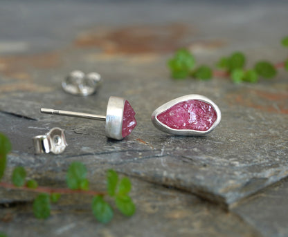 2.65ct Rough Ruby Stud Earrings