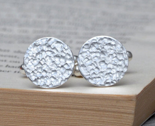 Textured Cufflinks in Sterling Silver, Classic Cufflinks with Texture