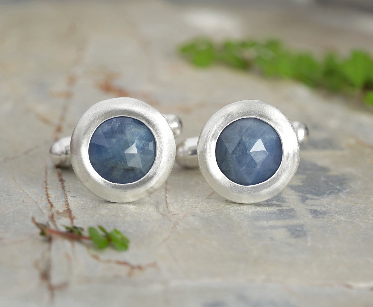 Classic Sapphire Cufflinks in Solid Silver