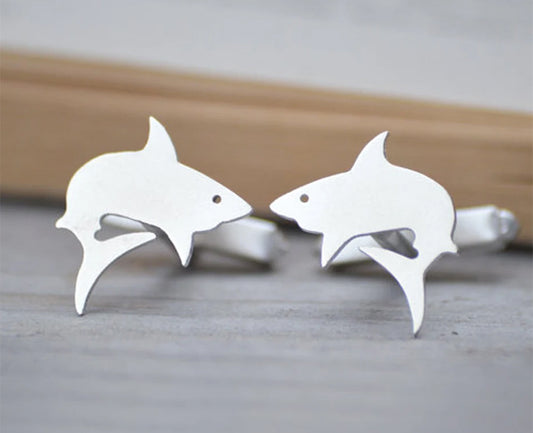 Shark Cufflinks in Sterling Silver, Animal Cufflinks