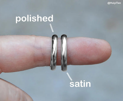 D Shape Wedding Band in Sterling Silver, 3mm Wide Ring