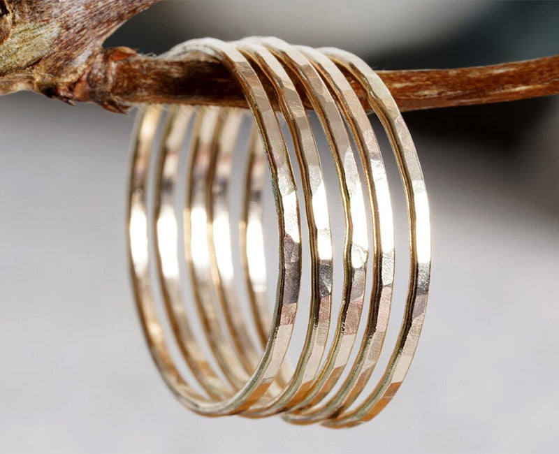 Slim Stacking Rings in solid 14K Yellow Gold