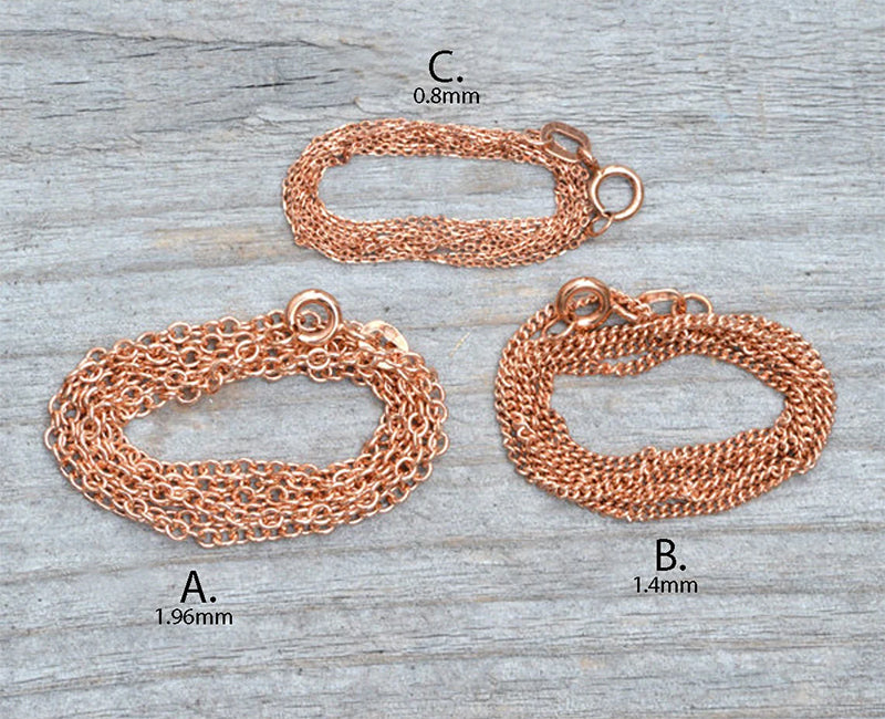 Solid 9ct Rose Gold Chain, Trace, Curb, and Belcher
