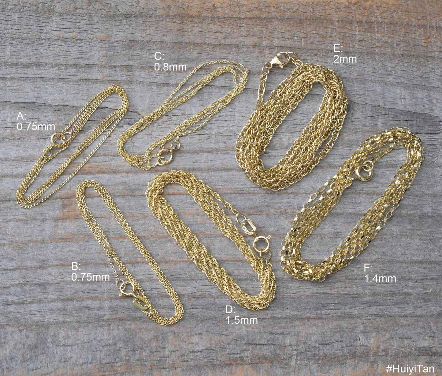 Solid 9ct Yellow Gold Chain; Curb, Belcher, and Rope