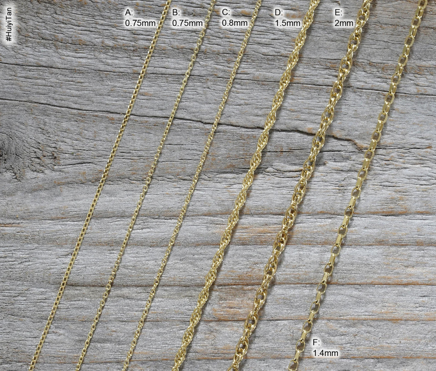 Solid 9ct Yellow Gold Chain; Curb, Belcher, and Rope