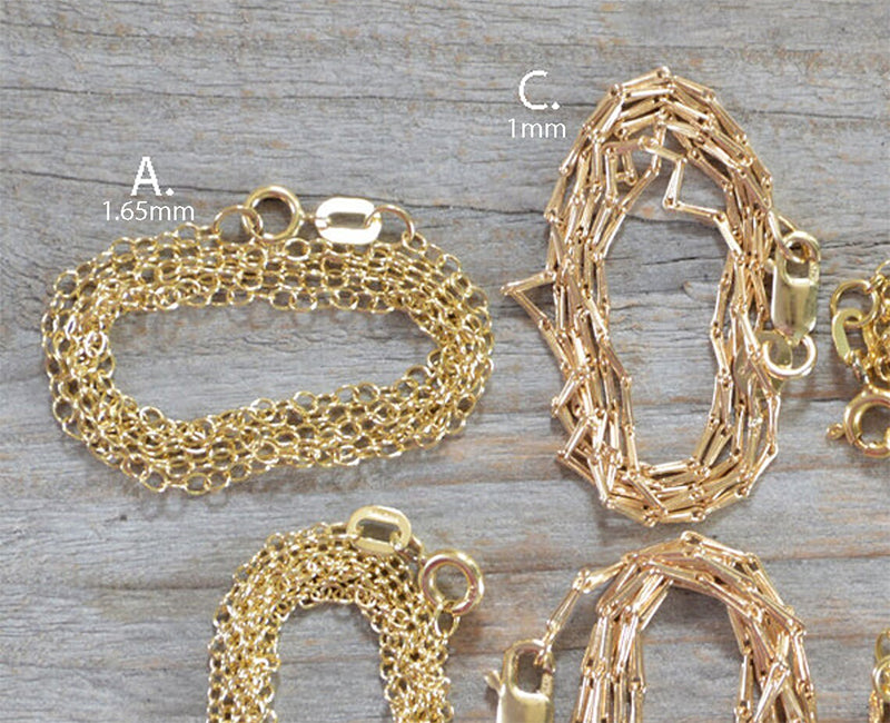 Solid 9k Yellow Gold Chain, Trace, Barleycorn, Belcher, Figaro and Franco