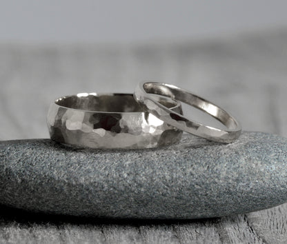 2mm Wedding Band, 6mm Wedding Ring, Hammered Effect Wedding Band, Made To Order.