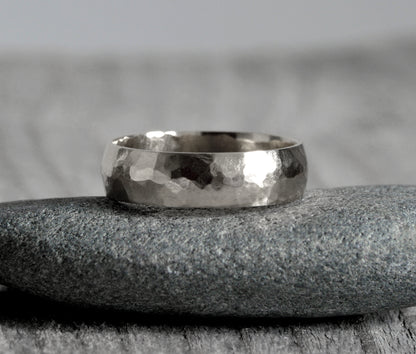 2mm Wedding Band, 6mm Wedding Ring, Hammered Effect Wedding Band, Made To Order.