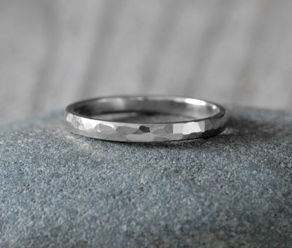 2mm Wedding Band, 6mm Wedding Ring, Hammered Effect Wedding Band, Made To Order.